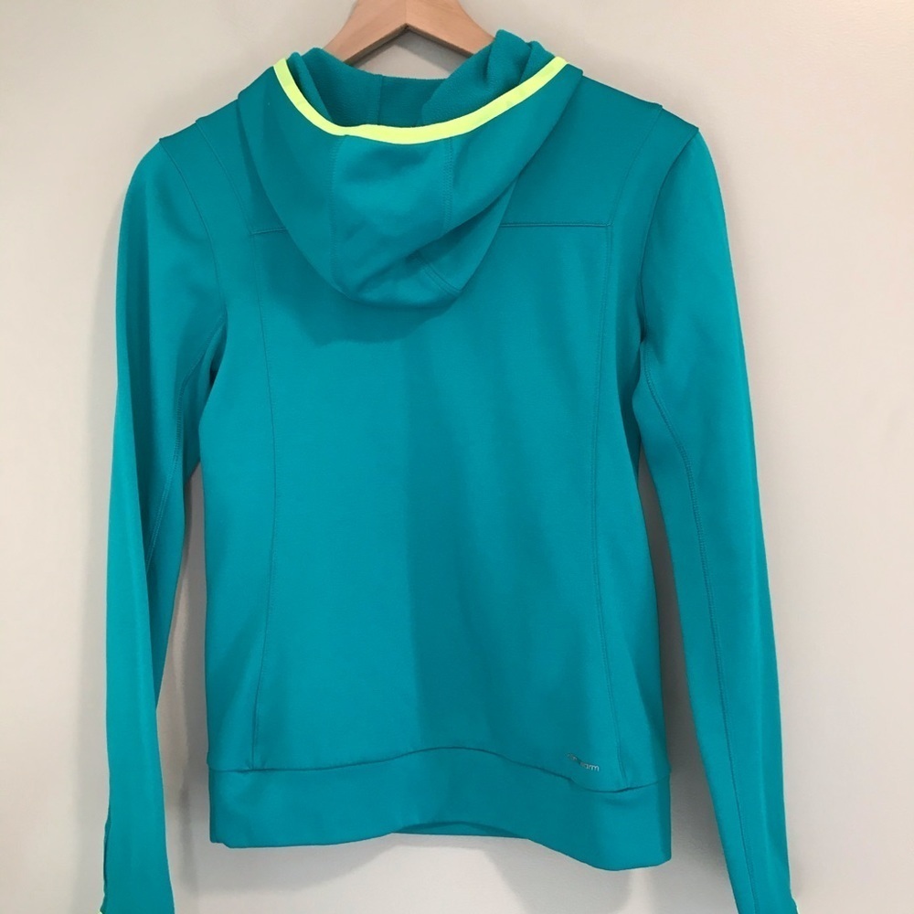 Adidas Climawarm Teal Trefoil Hoodie Sweatshirt - Picture 12 of 14